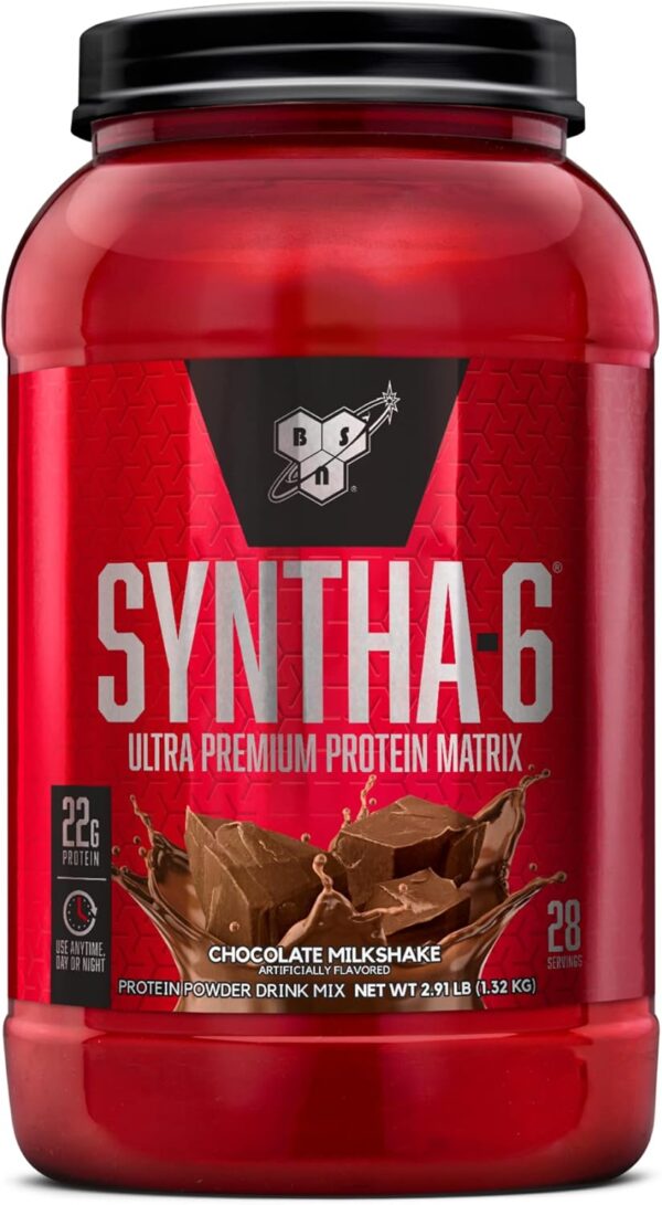BSN SYNTHA-6 Whey Protein Powder, Micellar Casein, Milk Protein Isolate, Chocolate Milkshake, 28 Servings
