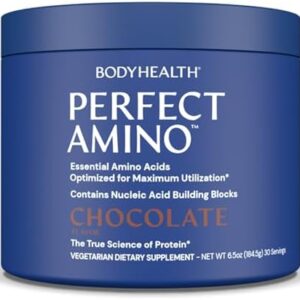 BodyHealth PerfectAmino Powder - BCAA and EAA Powder for Pre and Post Workout - Amino Acid Energy Drink for Men and Women to Support Lean Muscle and Recovery - Chocolate - 30 Servings : Health & Household