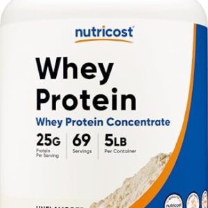 Nutricost Whey Protein Powder, Unflavored, 5 pounds - from Whey Protein Concentrate : Health & Household