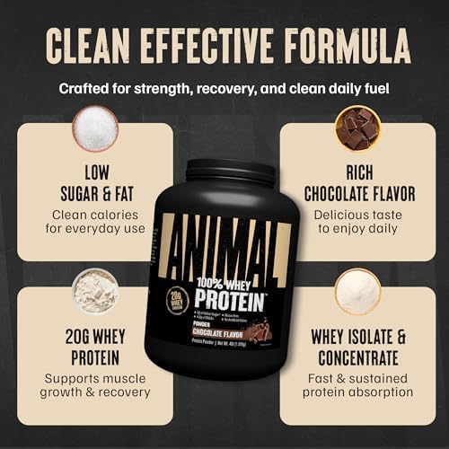 Animal 100% Whey Protein Powder – Whey Blend for Pre Workout or Post Workout, Recovery, or an Anytime Low Sugar Protein Boost Meal Replacement with BCAA Branched Chain Amino Acids – Chocolate, 4 lb - Image 5